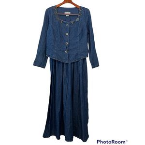 Vintage Stonebridge Denim Chambray Maxi Dress